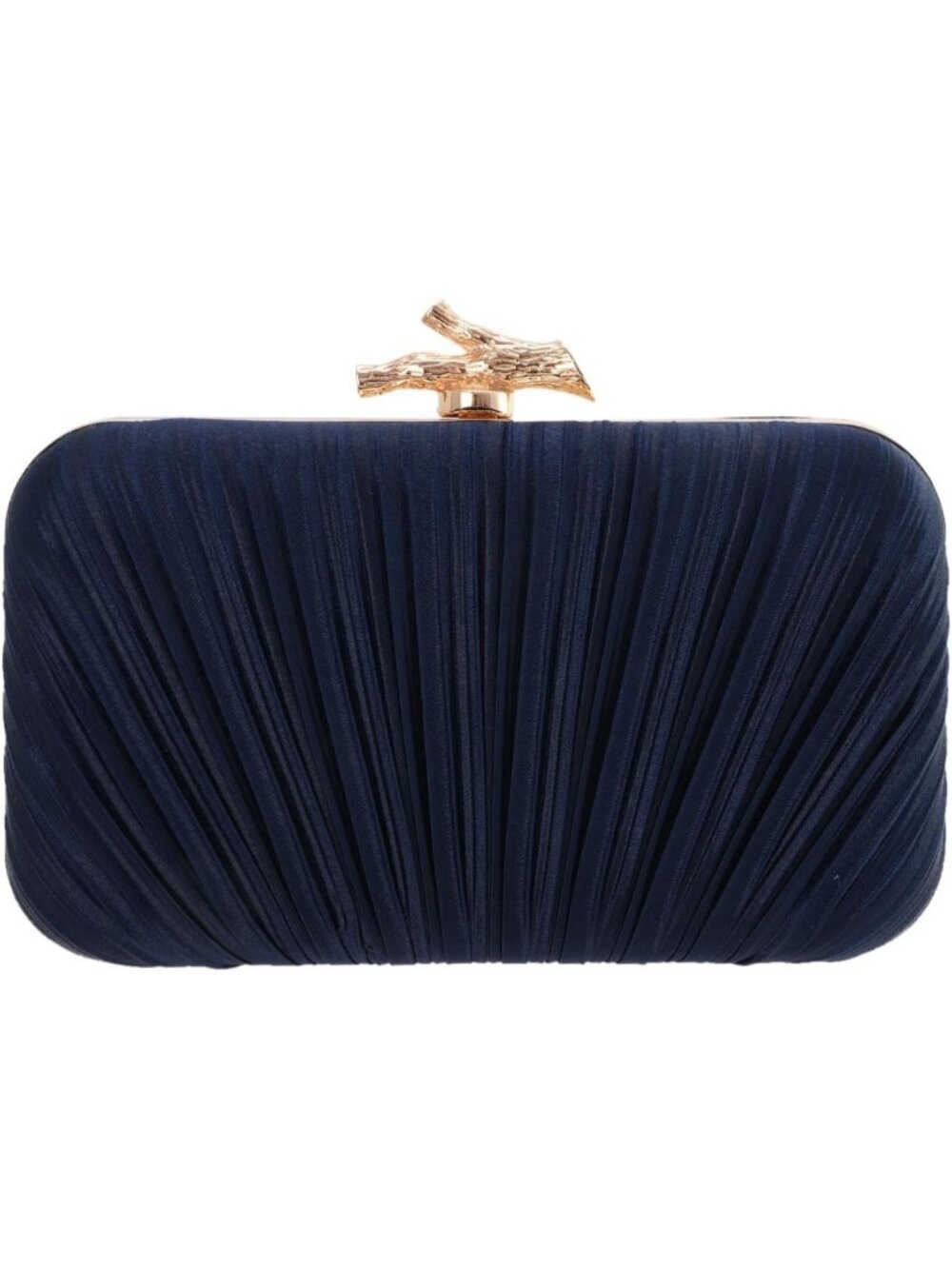 Women's Dark Blue Clutch Purses With Chain Wedding Party Buckle Evening Handbag